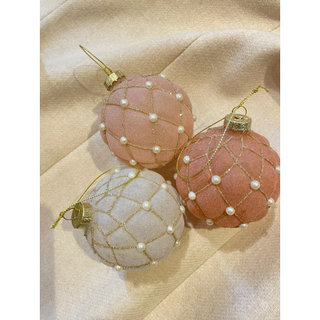 Coffret 3 BOULES décoratives CAPITONNÉES - MATHILDE M