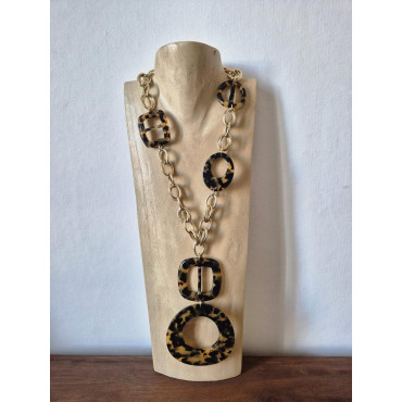 Collier DINO écaille Tokyo & doré - Francine BRAMLI Paris