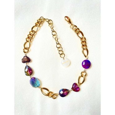 Collier LÉON cristal prune/violet - FRANCINE BRAMLI Paris