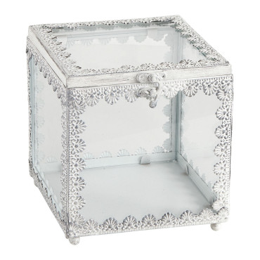 BOÎTE à BIJOUX carrée Précieuse GM en métal blanchi - MATHILDE M