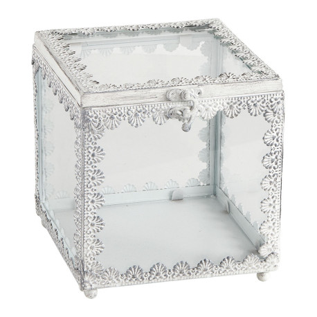 BOÎTE à BIJOUX carrée Précieuse GM en métal blanchi - MATHILDE M