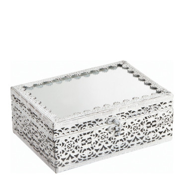 BOÎTE à BIJOUX rectangulaire Précieuse en métal blanchi - MATHILDE M