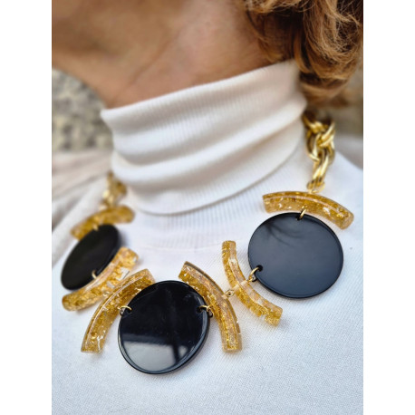 Collier SIMON Noir & Doré - FRANCINE BRAMLI Paris
