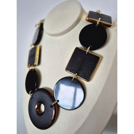 Collier SIMON 2 Noir & Doré - FRANCINE BRAMLI Paris