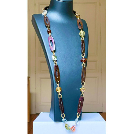 Sautoir LEONARD marron - FRANCINE BRAMLI Paris collier