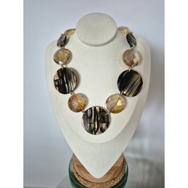 Collier TOMY Cristal/écaille onyx - Francine BRAMLI Paris