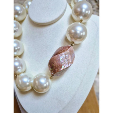 Collier WILLIAM perles nacrée & Nacre - Francine BRAMLI Paris