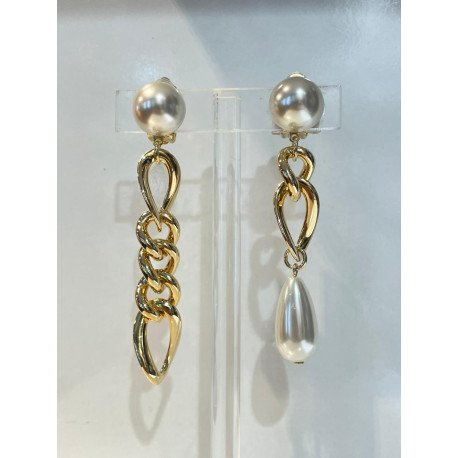 ASYM dorée, perle & chaine - Francine BRAMLI Paris