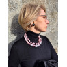 Collier YVON Perles de Majorque & quartz rose- Francine BRAMLI Paris