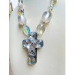 Collier CROIX Blanc/transparent - Francine BRAMLI Paris
