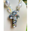 Collier CROIX Blanc/transparent - Francine BRAMLI Paris