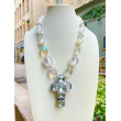 Collier CROIX Blanc/transparent - Francine BRAMLI Paris