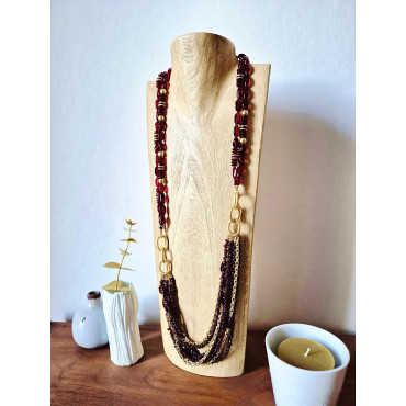 Collier IMPERIAL bordeaux - Francine BRAMLI Paris