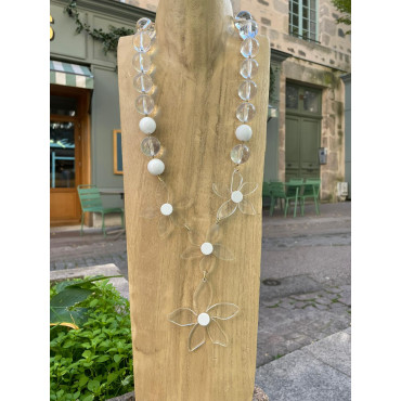 Collier FLORIANO blanc/transparent - Francine BRAMLI Paris