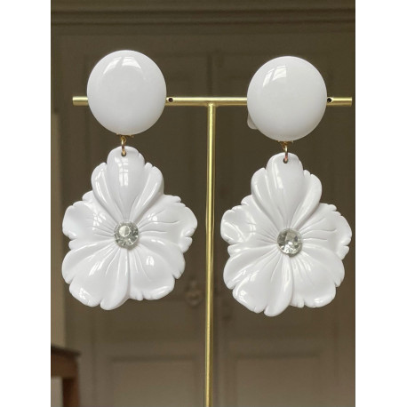 FLEUR blanche pistil en cristal - Francine BRAMLI Paris