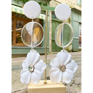 FLEURS blanches pistil en cristal - Francine BRAMLI Paris