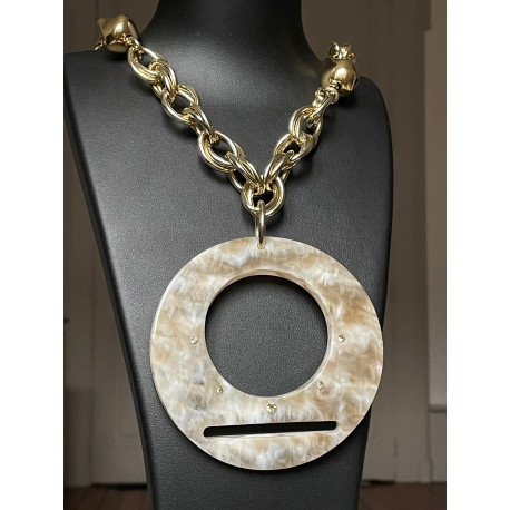 Collier DINO acétate de c. & cristal - Francine BRAMLI Paris