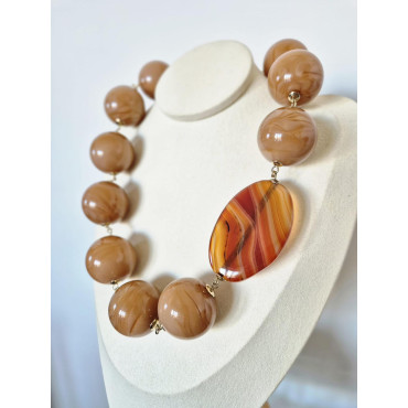 MADANI perles caramel & cornaline - Francine BRAMLI Paris Collier
