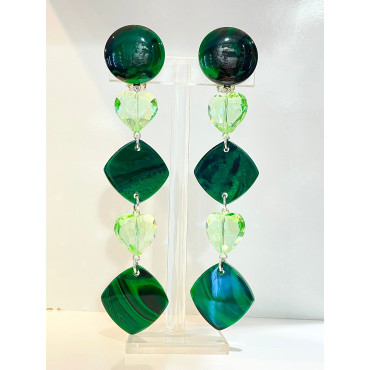 SUZANNA LG Vert Malachite & cristal - Francine BRAMLI Paris