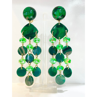 FLORETTE Vert Malachite & cristal - Francine BRAMLI Paris