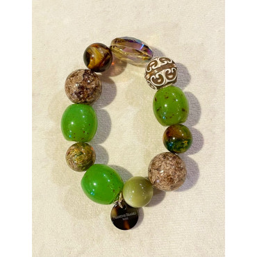 Bracelet GALAXY Marron vert - Francine BRAMLI Paris