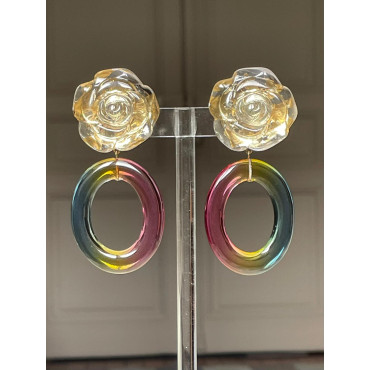 ROSAE doré, rose/jaune/bleu - Francine BRAMLI Paris