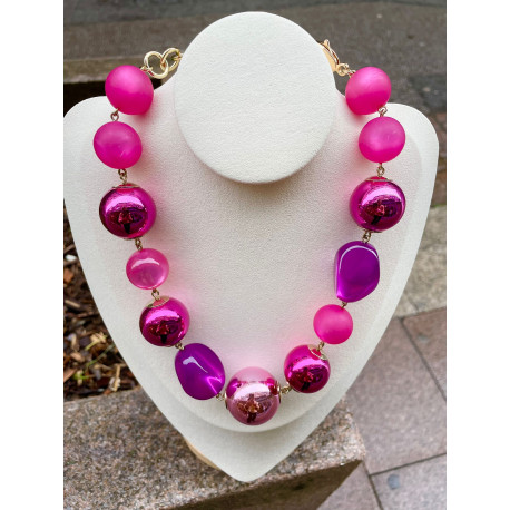 Collier OCTAVE Fuchsia - Francine BRAMLI Paris
