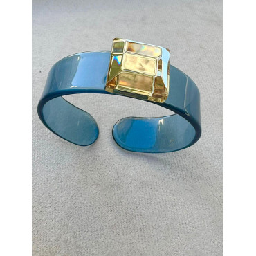 Bracelet MANCHETTE acétate Bleue & Miroir - Francine BRAMLI Paris
