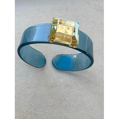Bracelet MANCHETTE acétate Bleue & Miroir - Francine BRAMLI Paris