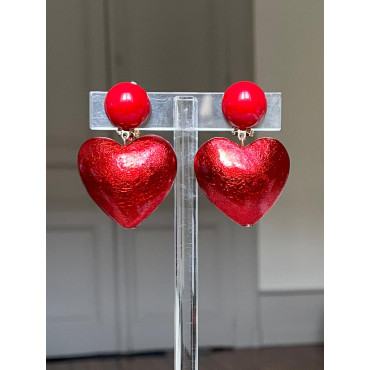 COEUR rouge feuille d'or teintée - Francine BRAMLI Paris