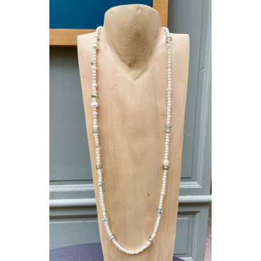 Sautoir LORENZO perles nacrées & cristal - Francine BRAMLI Paris