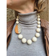 Collier PABLO Ivoire, bois naturel & cuir - Francine BRAMLI Paris