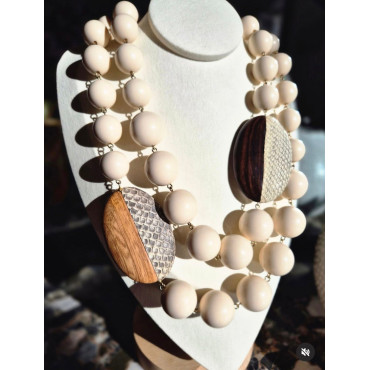 Collier PABLO Ivoire & ébène - FRANCINE BRAMLI Paris