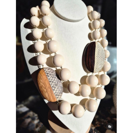 Collier PABLO Ivoire & ébène - FRANCINE BRAMLI Paris