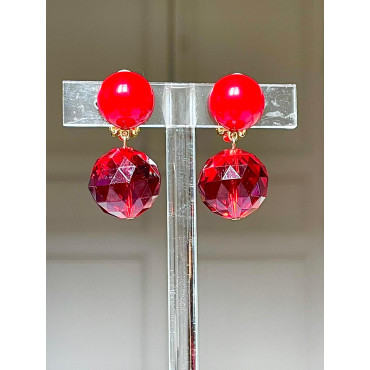 DISCO Cristal rouge facetté - Francine BRAMLI Paris