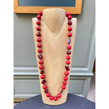 Sautoir LORENZO perles rouges & cristal - Francine BRAMLI Paris