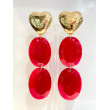 MARYLOU rouge Cabochon Coeurs dorés - Francine BRAMLI Paris