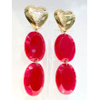 MARYLOU rouge Cabochon Coeurs dorés - Francine BRAMLI Paris