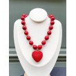 AMORE perles rouges & Coeur Galuchat - Francine BRAMLI Paris
