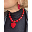 AMORE perles rouges & Coeur Galuchat - Francine BRAMLI Paris