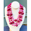 NELSON 3 rangs perles & pierres naturelles rose/Bx - Francine BRAMLI Paris