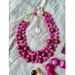 NELSON 3 rangs perles & pierres naturelles rose/Bx - Francine BRAMLI Paris