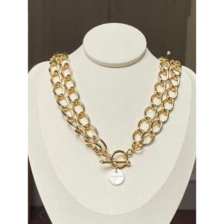 CHAINE double dorée, Fermoir bouée - Francine BRAMLI Paris
