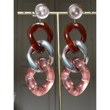 KARINA Maillons marrons, rosés & argentés - Francine BRAMLI Paris