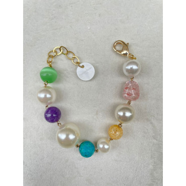 Bracelet EVAN nacré & pierres naturelles - Francine BRAMLI Paris