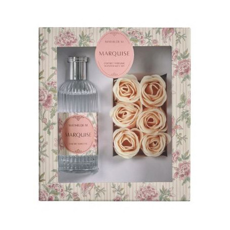 Coffret eau de toilette 100ml & rose de savon parfumées MARQUISE - MATHILDE M