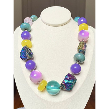 EDOUARD Pyrite & perles multicolores - Francine BRAMLI Pris