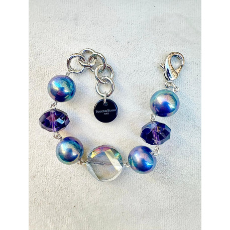 SWANN Bleu, cristal & perles de Majorque - Francine BRAMLI Paris