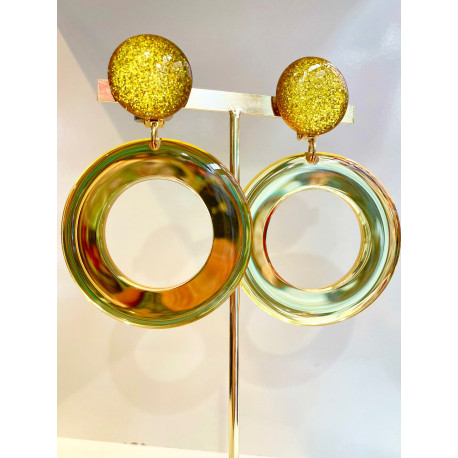 CELESTINE créole Jaune effet miroir - Francine BRAMLI Paris