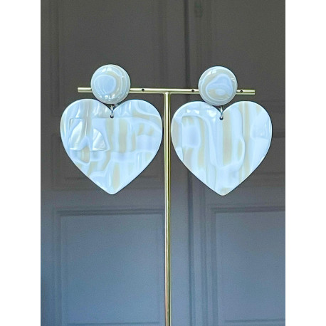 LOVE coeur ivoire marbré - Francine BRAMLI Paris